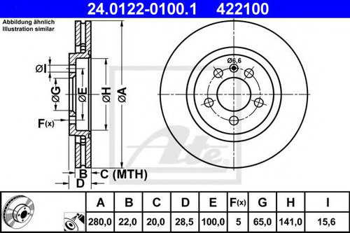 Disc frana VW GOLF III (1H1) (1991 - 1998) ATE 24.0122-0100.1 piesa NOUA