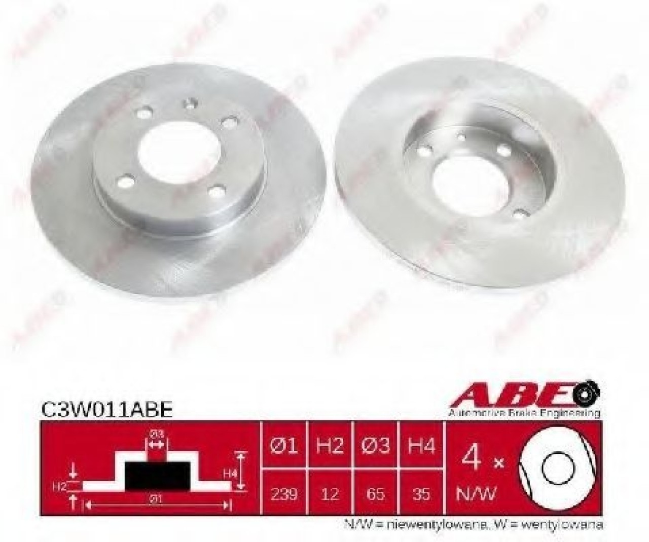 Disc frana VW GOLF III Variant (1H5) (1993 - 1999) ABE C3W011ABE piesa NOUA