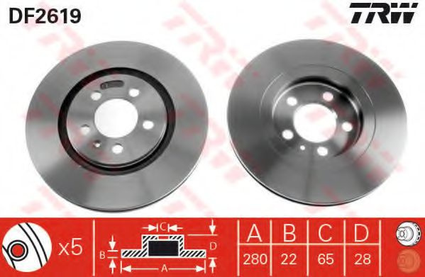 Disc frana VW GOLF III Variant (1H5) (1993 - 1999) TRW DF2619 piesa NOUA