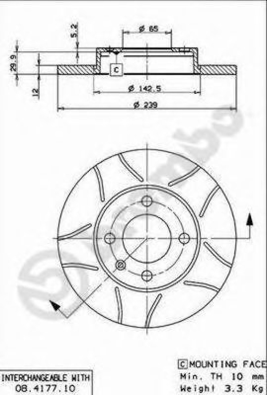 Disc frana VW GOLF III Variant (1H5) (1993 - 1999) BREMBO 08.4177.75 piesa NOUA