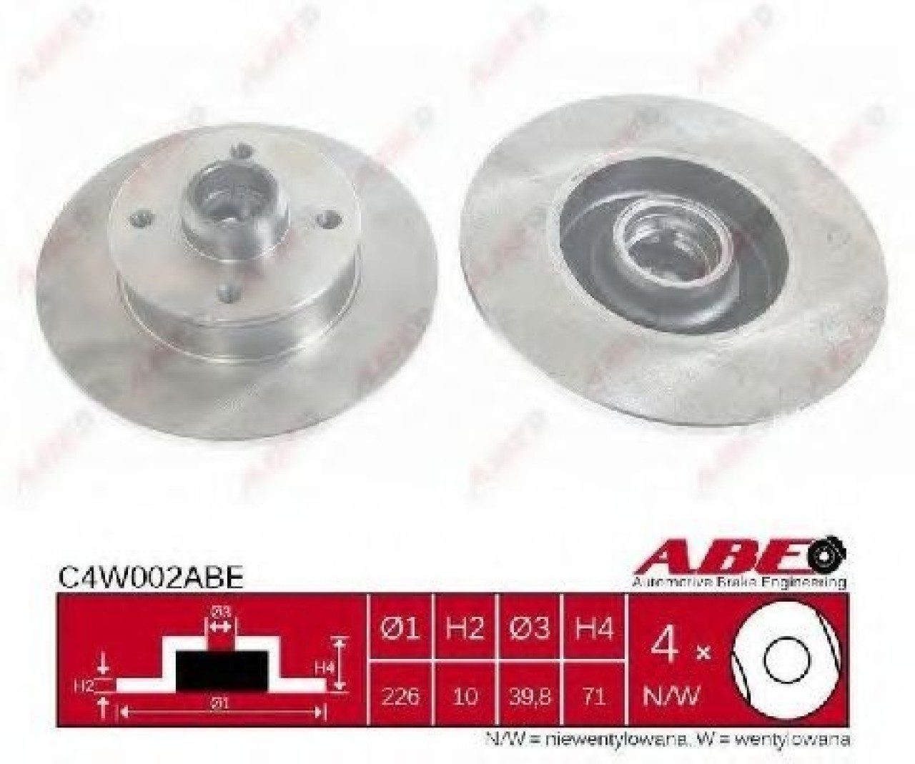 Disc frana VW GOLF IV Cabriolet (1E7) (1998 - 2002) ABE C4W002ABE piesa NOUA