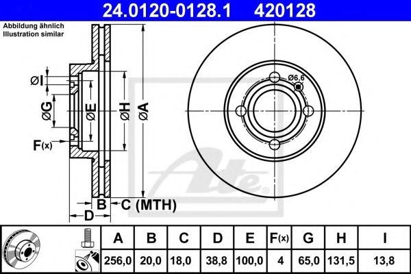 Disc frana VW GOLF IV Cabriolet (1E7) (1998 - 2002) ATE 24.0120-0128.1 piesa NOUA