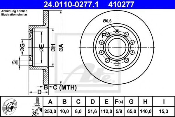 Disc frana VW GOLF PLUS (5M1, 521) (2005 - 2013) ATE 24.0110-0277.1 piesa NOUA