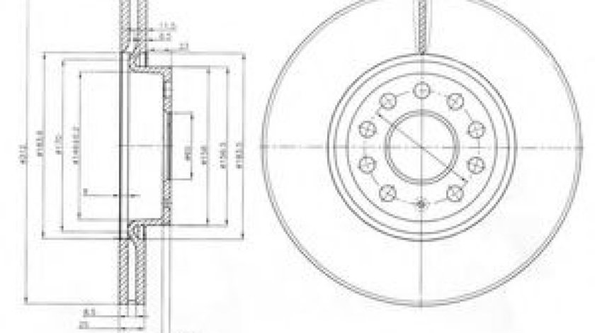 Disc frana VW GOLF V (1K1) (2003 - 2009) DELPHI BG3953C piesa NOUA