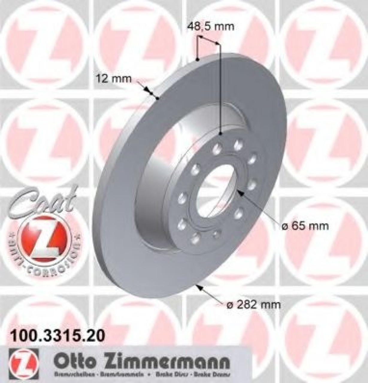 Disc frana VW GOLF V (1K1) (2003 - 2009) ZIMMERMANN 100.3315.20 piesa NOUA