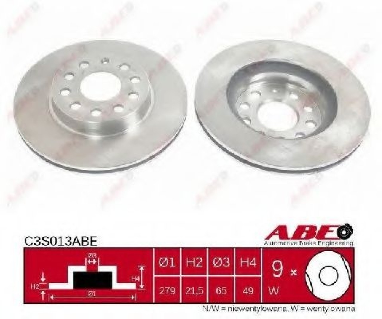 Disc frana VW GOLF V Variant (1K5) (2007 - 2009) ABE C3S013ABE piesa NOUA