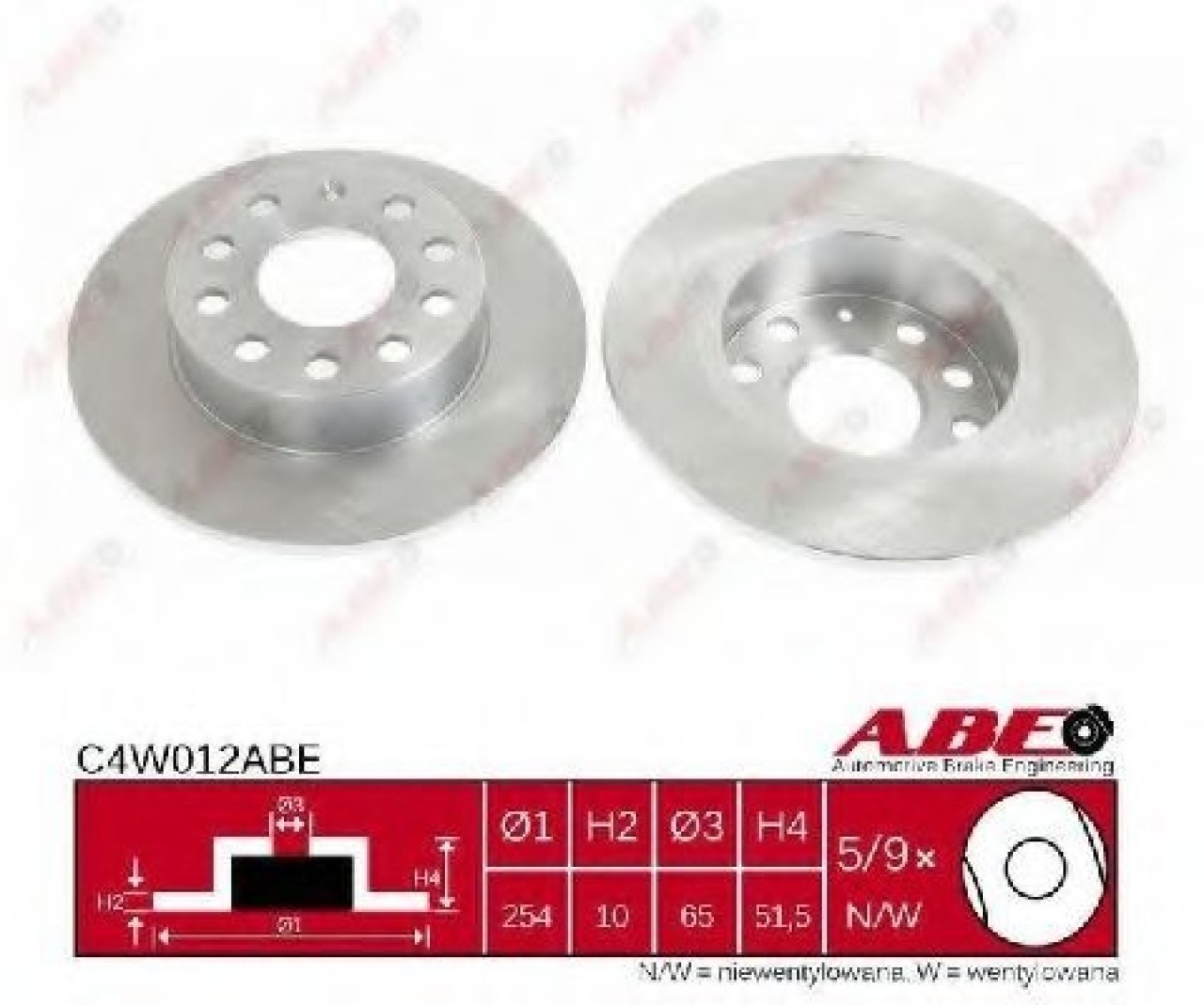 Disc frana VW GOLF V Variant (1K5) (2007 - 2009) ABE C4W012ABE piesa NOUA