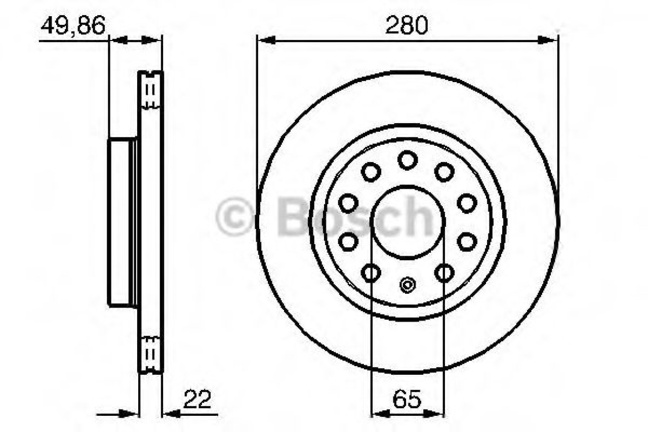 Disc frana VW GOLF V Variant (1K5) (2007 - 2009) BOSCH 0 986 479 098 piesa NOUA