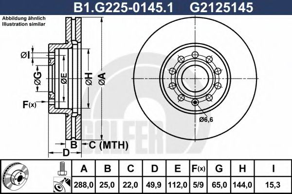 Disc frana VW GOLF V Variant (1K5) (2007 - 2009) GALFER B1.G225-0145.1 piesa NOUA
