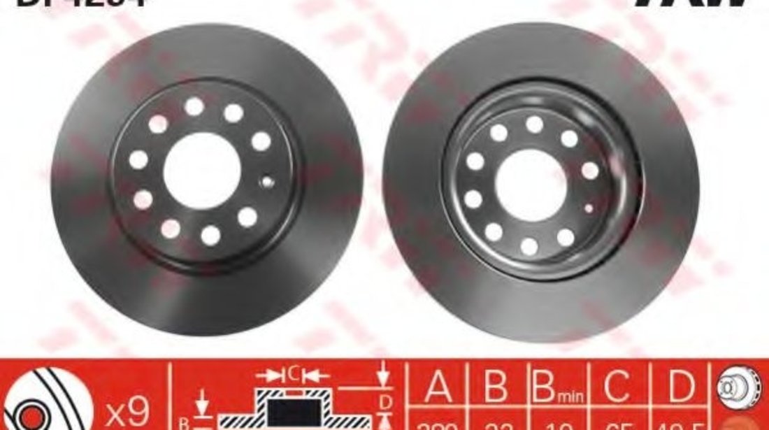 Disc frana VW GOLF V Variant (1K5) (2007 - 2009) TRW DF4294 piesa NOUA