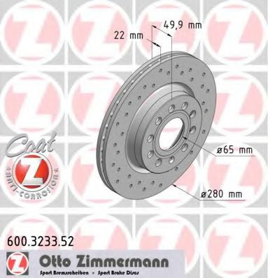 Disc frana VW GOLF VII (5G1, BE1) (2012 - 2016) ZIMMERMANN 600.3233.52 piesa NOUA