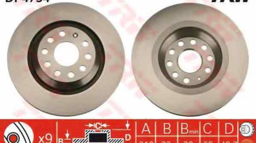 Disc frana VW GOLF VII 5G1 BE1 TRW DF4754