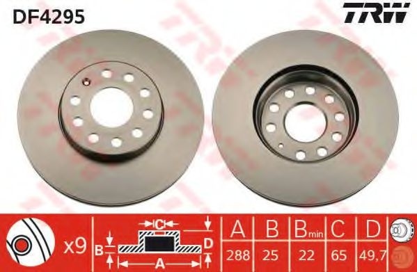 Disc frana VW JETTA III (1K2) (2005 - 2010) TRW DF4295 piesa NOUA