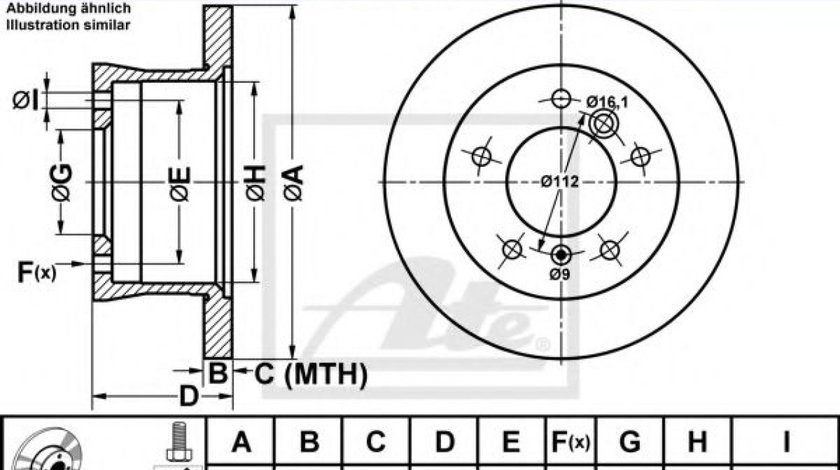 Disc frana VW LT II bus (2DB, 2DE, 2DK) (1996 - 2006) ATE 24.0116-0110.1 piesa NOUA