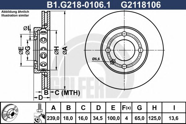 Disc frana VW LUPO (6X1, 6E1) (1998 - 2005) GALFER B1.G218-0106.1 piesa NOUA