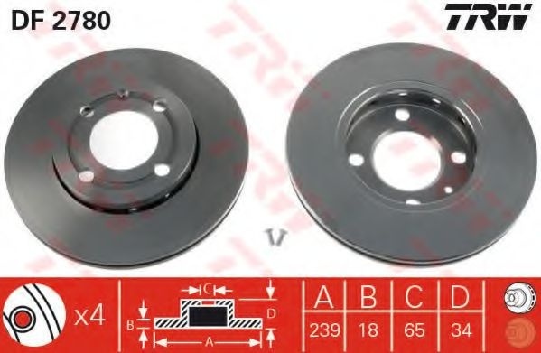 Disc frana VW LUPO (6X1, 6E1) (1998 - 2005) TRW DF2780 piesa NOUA