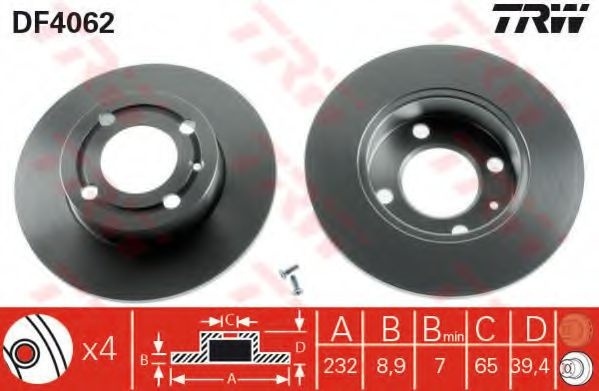 Disc frana VW LUPO (6X1, 6E1) (1998 - 2005) TRW DF4062 piesa NOUA