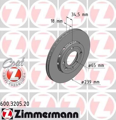 Disc frana VW LUPO (6X1, 6E1) (1998 - 2005) ZIMMERMANN 600.3205.20 piesa NOUA