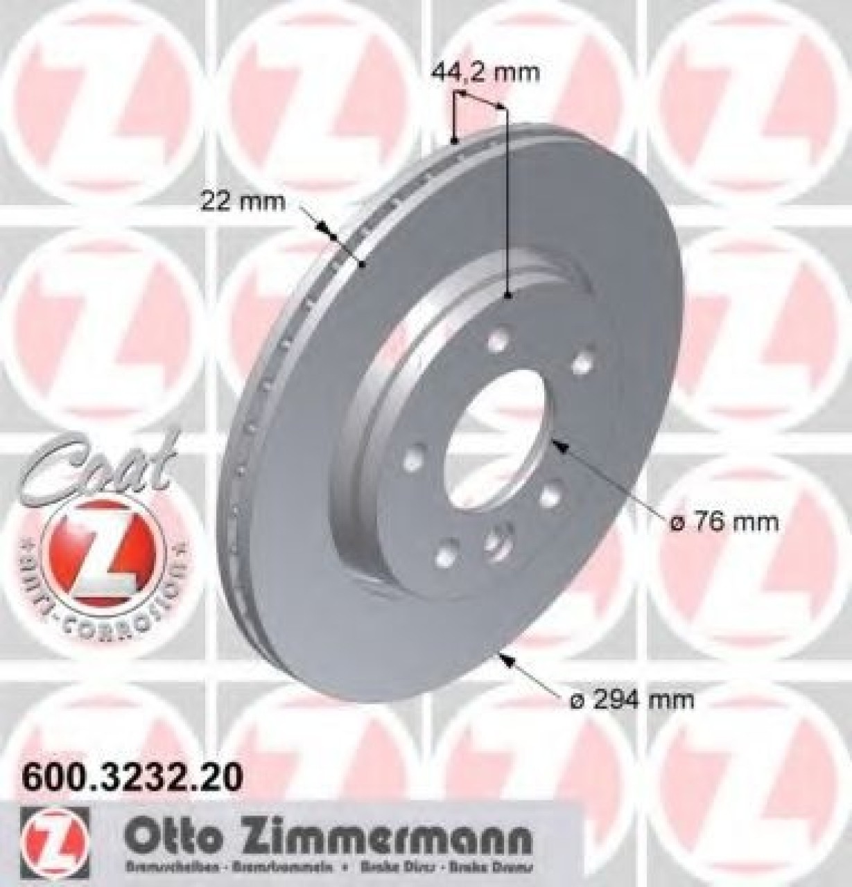Disc frana VW MULTIVAN V (7HM, 7HN, 7HF, 7EF, 7EM, 7EN) (2003 - 2015) ZIMMERMANN 600.3232.20 piesa NOUA