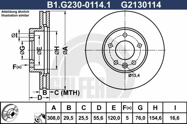 Disc frana VW MULTIVAN V (7HM, 7HN, 7HF, 7EF, 7EM, 7EN) (2003 - 2015) GALFER B1.G230-0114.1 piesa NOUA