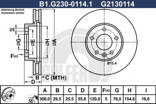 Disc frana VW MULTIVAN V (7HM, 7HN, 7HF, 7EF, 7EM, 7EN) (2003 - 2015) GALFER B1.G230-0114.1 piesa NO...