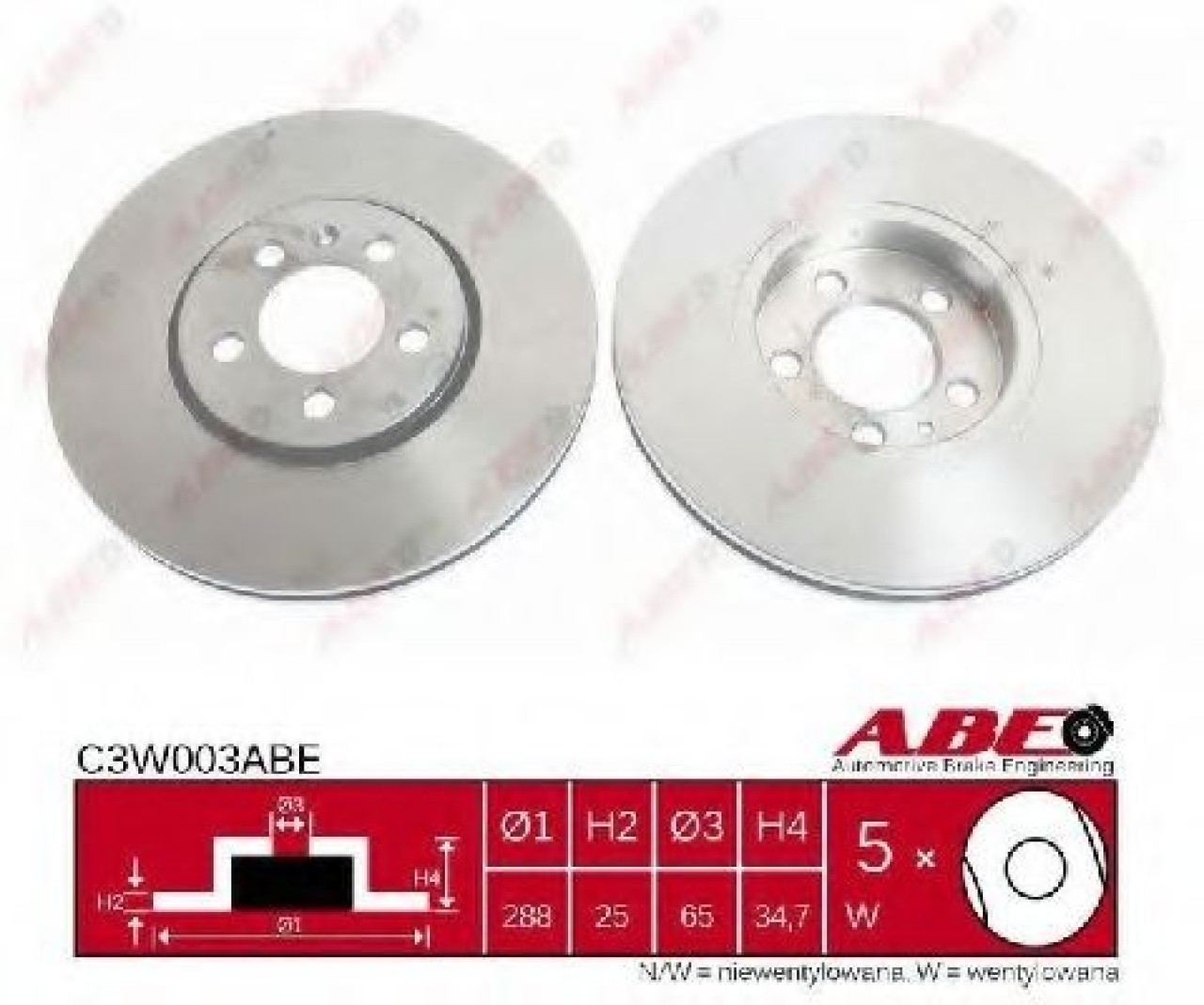 Disc frana VW NEW BEETLE (9C1, 1C1) (1998 - 2010) ABE C3W003ABE piesa NOUA