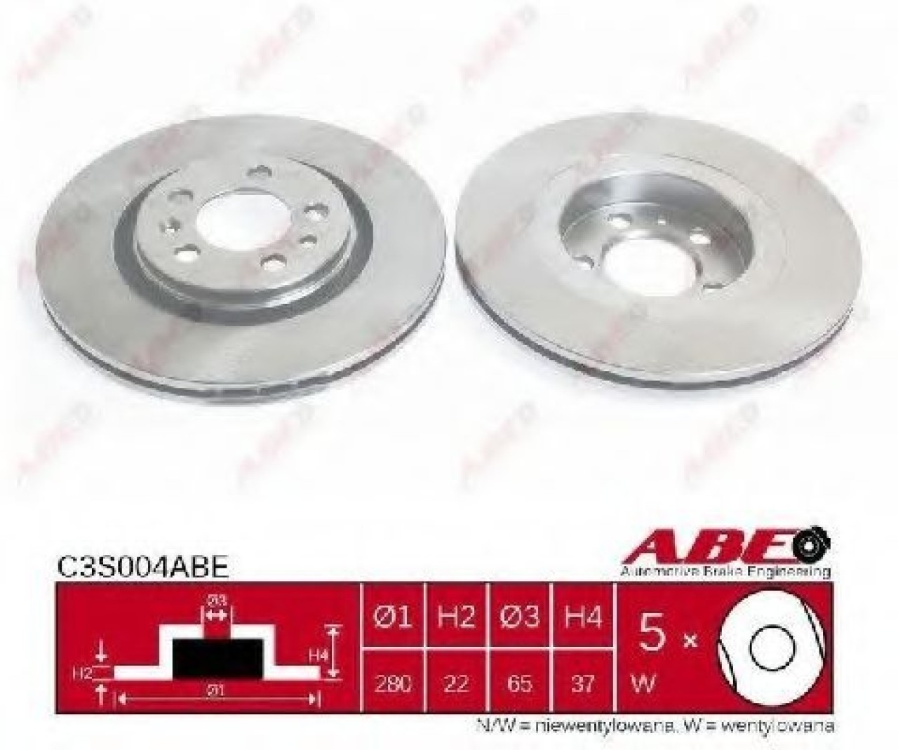Disc frana VW NEW BEETLE (9C1, 1C1) (1998 - 2010) ABE C3S004ABE piesa NOUA