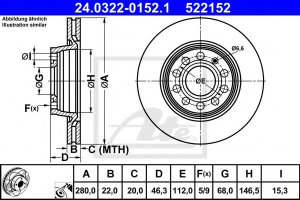 Disc frana VW PASSAT (3B2) (1996 - 2001) ATE 24.0322-0152.1 piesa NOUA