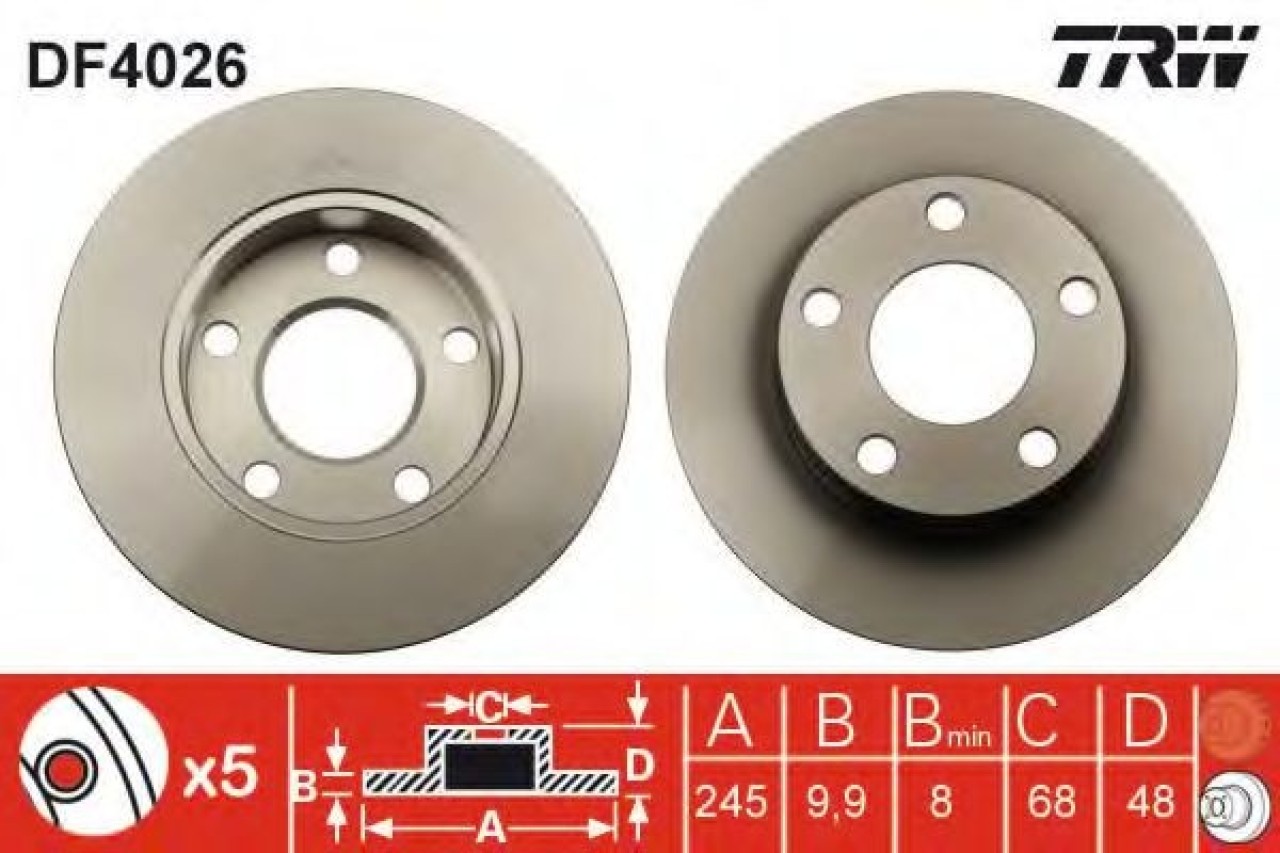 Disc frana VW PASSAT (3B2) (1996 - 2001) TRW DF4026 piesa NOUA