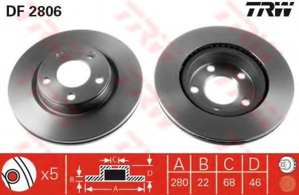 Disc frana VW PASSAT (3B3) (2000 - 2005) TRW DF2806 piesa NOUA