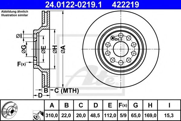 Disc frana VW PASSAT (3C2) (2005 - 2010) ATE 24.0122-0219.1 piesa NOUA