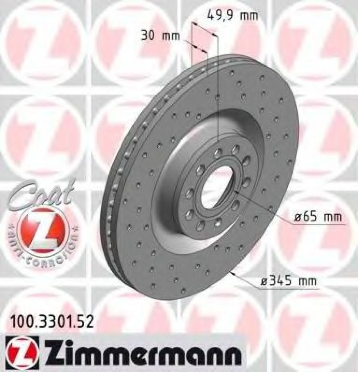 Disc frana VW PASSAT (3C2) (2005 - 2010) ZIMMERMANN 100.3301.52 piesa NOUA