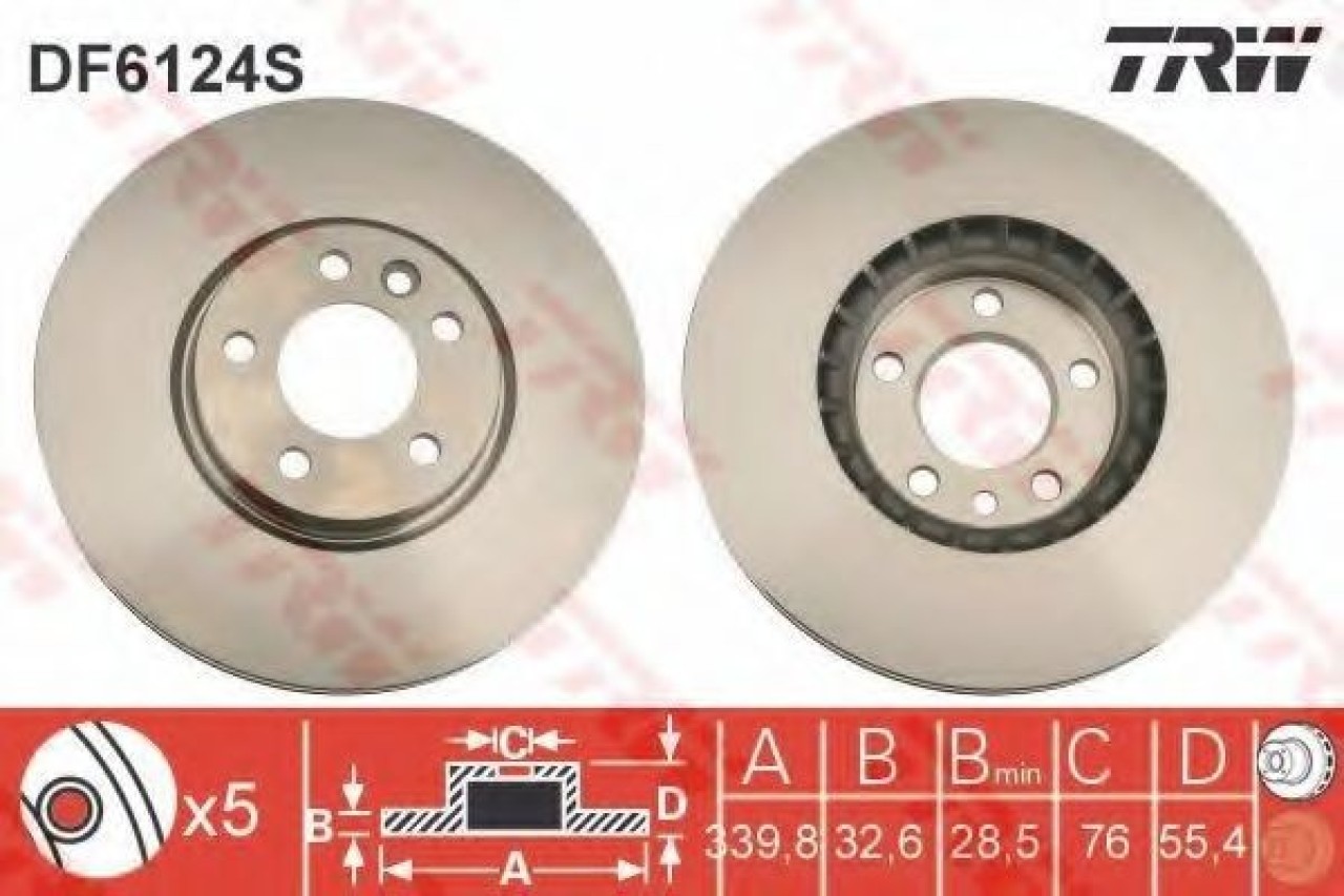 Disc frana VW PASSAT ALLTRACK (365) (2012 - 2014) TRW DF6124S piesa NOUA