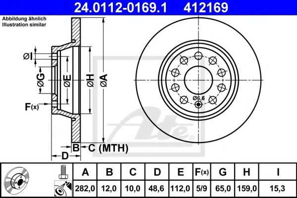 Disc frana VW PASSAT CC (357) (2008 - 2012) ATE 24.0112-0169.1 piesa NOUA