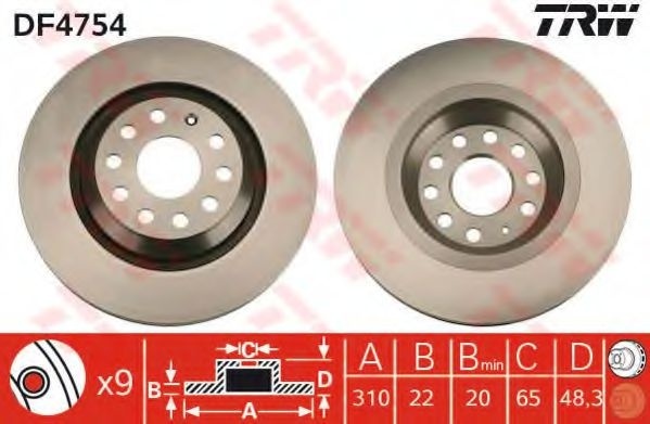 Disc frana VW PASSAT CC (357) (2008 - 2012) TRW DF4754 piesa NOUA
