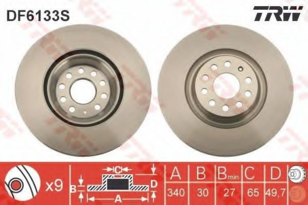 Disc frana VW PASSAT CC (357) (2008 - 2012) TRW DF6133S piesa NOUA