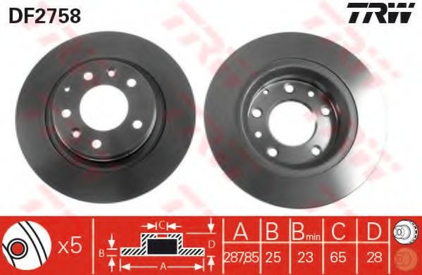 Disc frana VW PASSAT Variant (3A5, 35I) (1988 - 1997) TRW DF2758 piesa NOUA