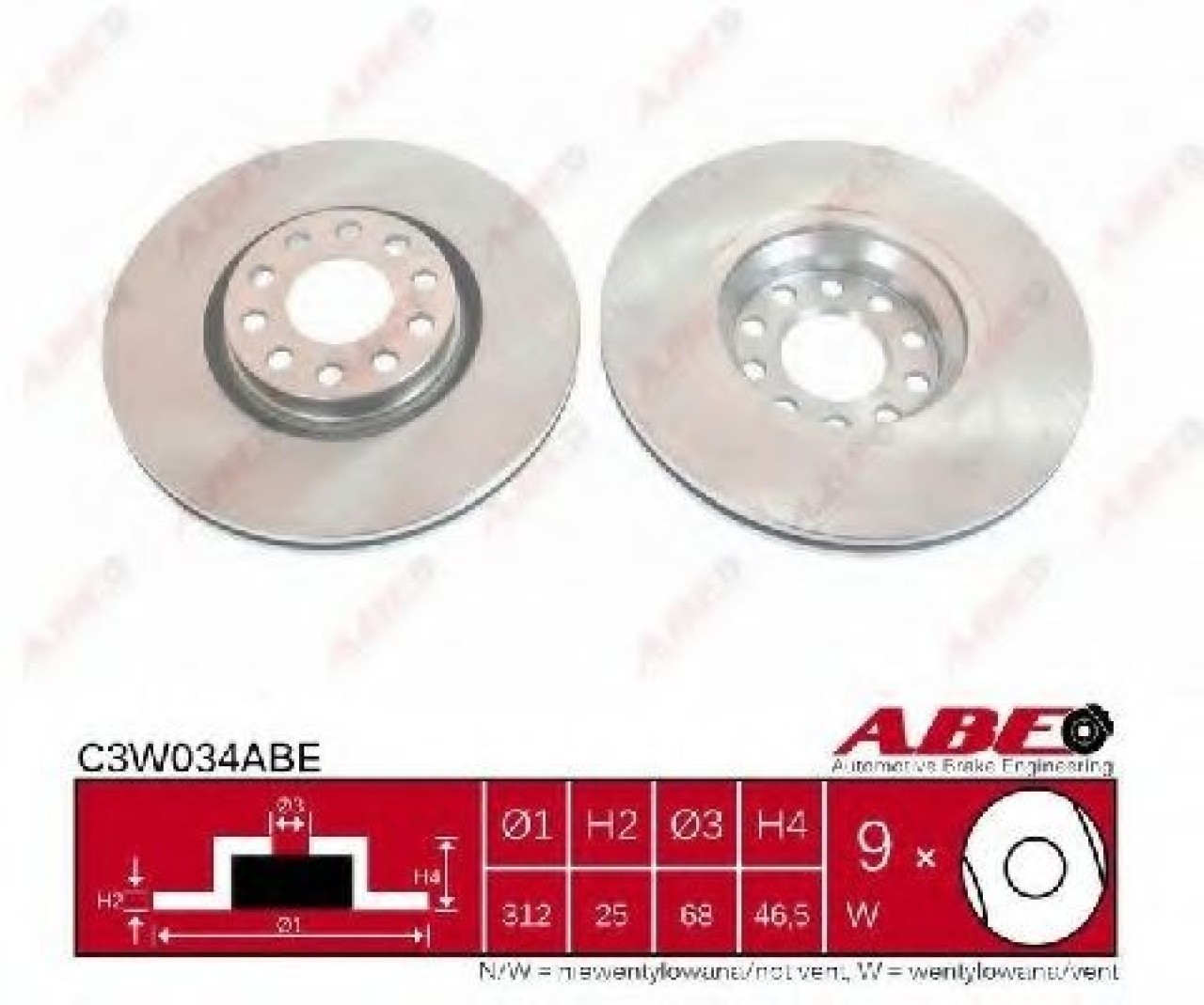 Disc frana VW PASSAT Variant (3B6) (2000 - 2005) ABE C3W034ABE piesa NOUA