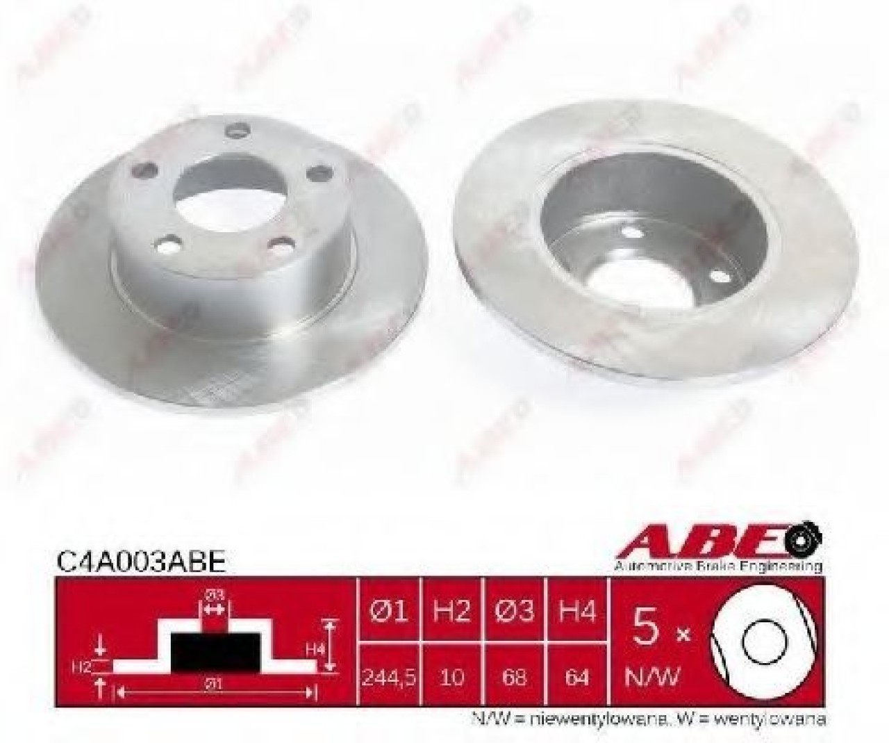 Disc frana VW PASSAT Variant (3B6) (2000 - 2005) ABE C4A003ABE piesa NOUA