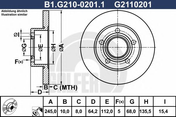 Disc frana VW PASSAT Variant (3B6) (2000 - 2005) GALFER B1.G210-0201.1 piesa NOUA
