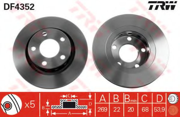 Disc frana VW PASSAT Variant (3B6) (2000 - 2005) TRW DF4352 piesa NOUA