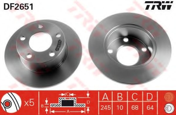 Disc frana VW PASSAT Variant (3C5) (2005 - 2011) TRW DF2651 piesa NOUA