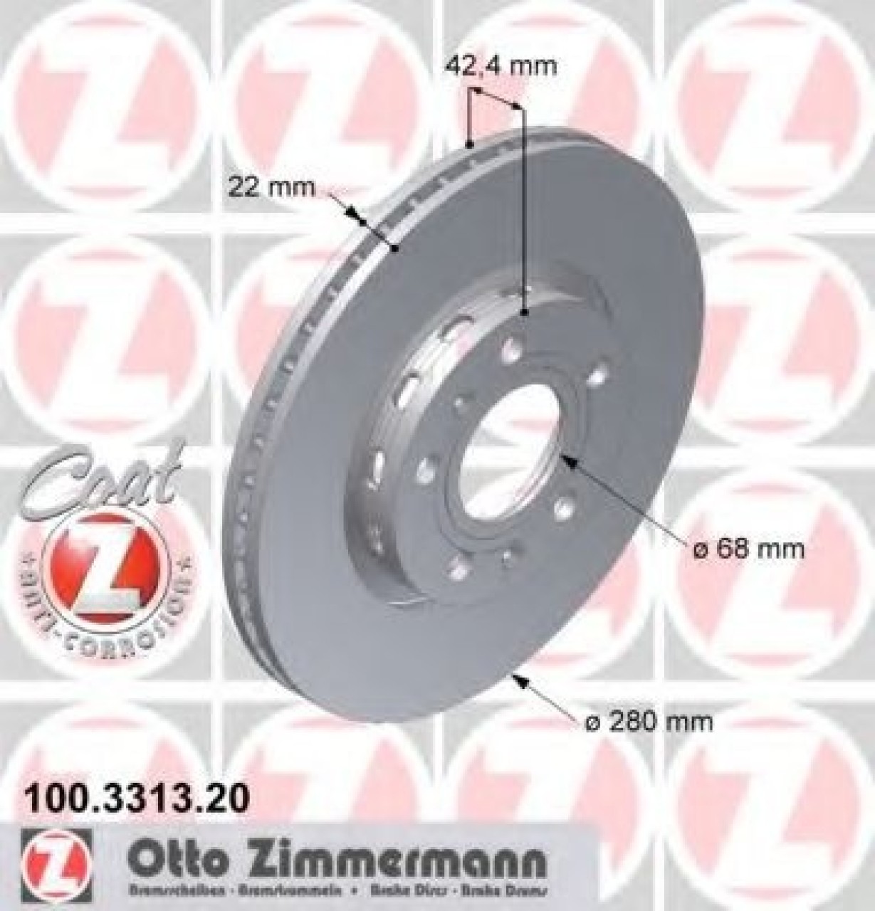 Disc frana VW PHAETON (3D) (2002 - 2016) ZIMMERMANN 100.3313.20 piesa NOUA