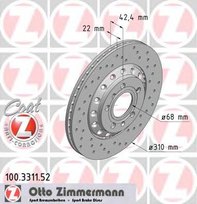 Disc frana VW PHAETON (3D) (2002 - 2016) ZIMMERMANN 100.3311.52 piesa NOUA