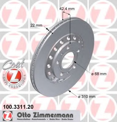 Disc frana VW PHAETON (3D) (2002 - 2016) ZIMMERMANN 100.3311.20 piesa NOUA