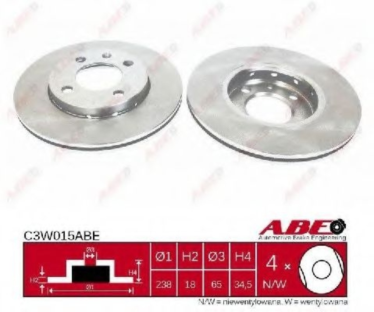 Disc frana VW POLO (6N1) (1994 - 1999) ABE C3W015ABE piesa NOUA