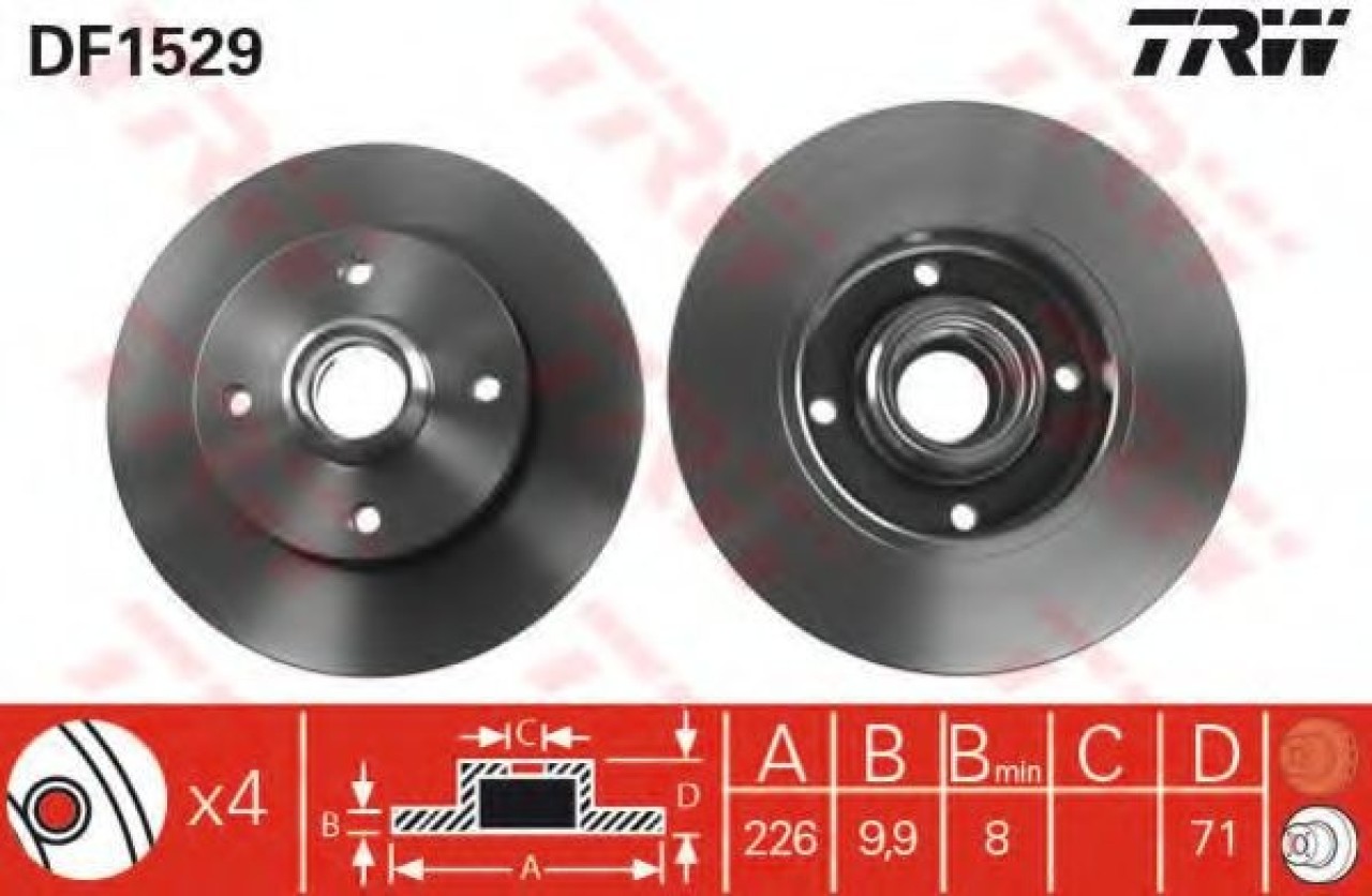 Disc frana VW POLO (6N1) (1994 - 1999) TRW DF1529 piesa NOUA