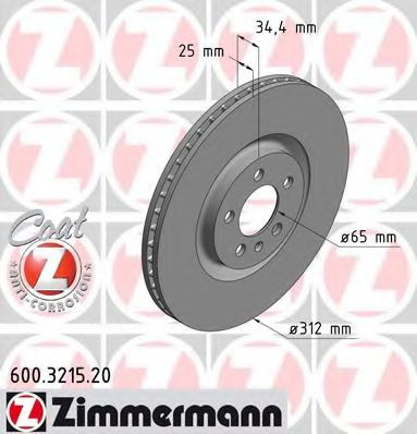Disc frana VW POLO (6R, 6C) (2009 - 2016) ZIMMERMANN 600.3215.20 piesa NOUA
