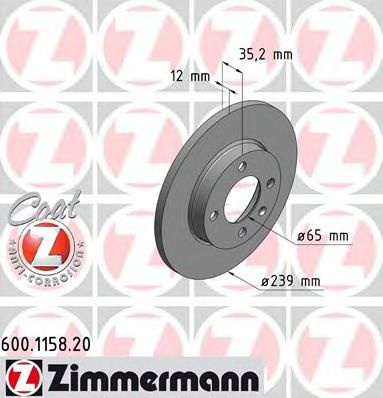 Disc frana VW POLO CLASSIC (6KV2) (1995 - 2006) ZIMMERMANN 600.1158.20 piesa NOUA