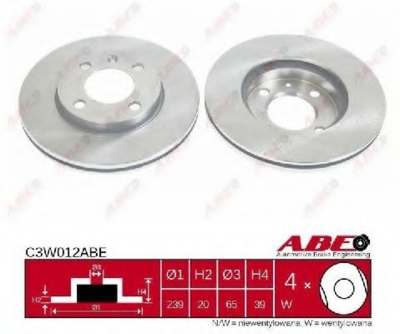 Disc frana VW POLO Variant (6KV5) (1997 - 2001) ABE C3W012ABE piesa NOUA